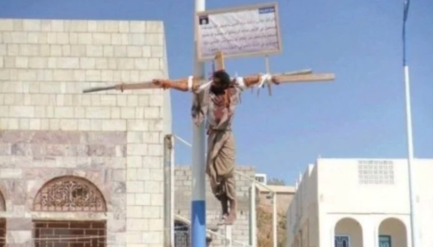 Cuerpo expuesto en público tras una ejecución en Arabia Saudí, 2019