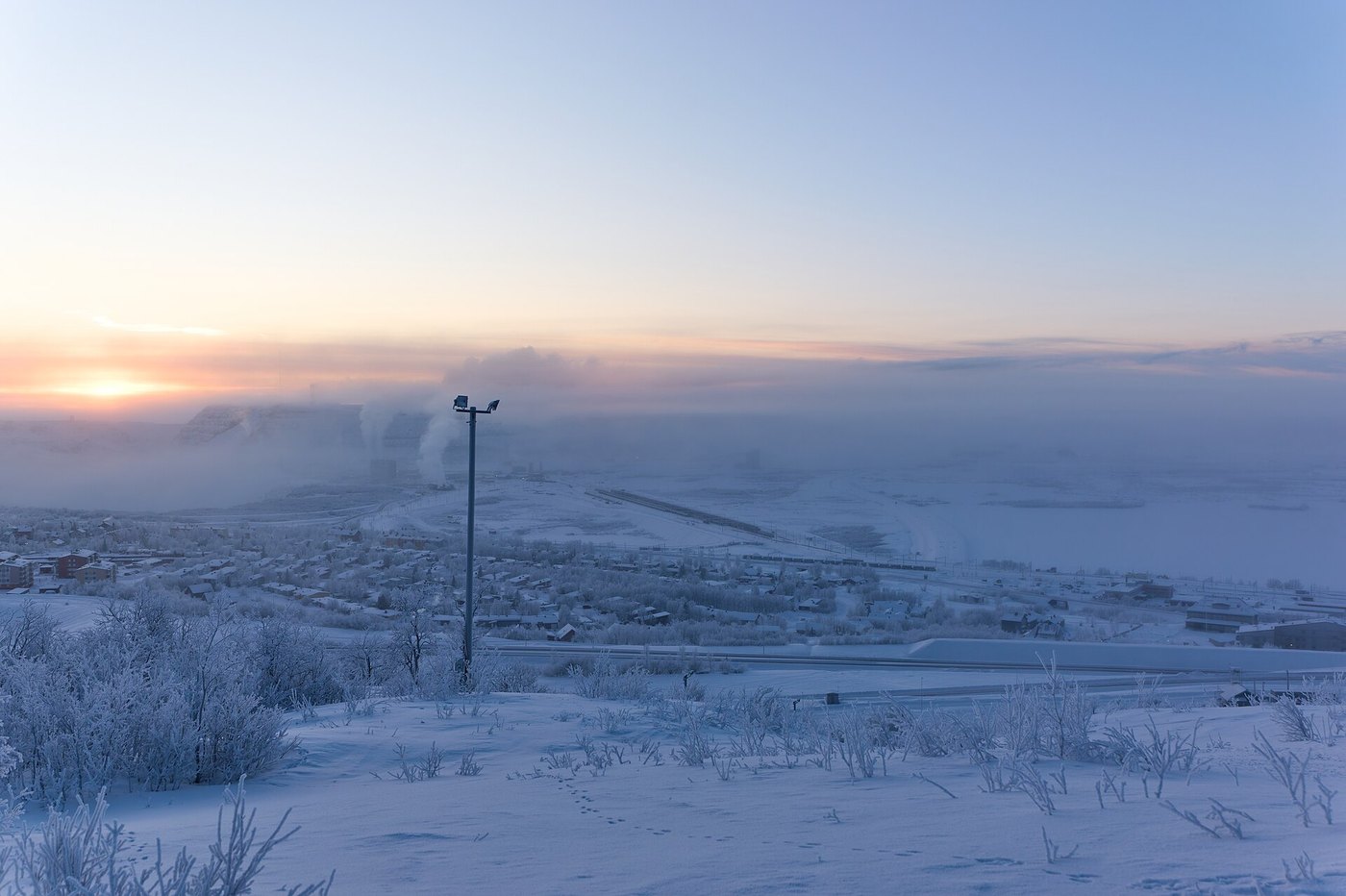 La ciudad minera de Kiruna en invierno