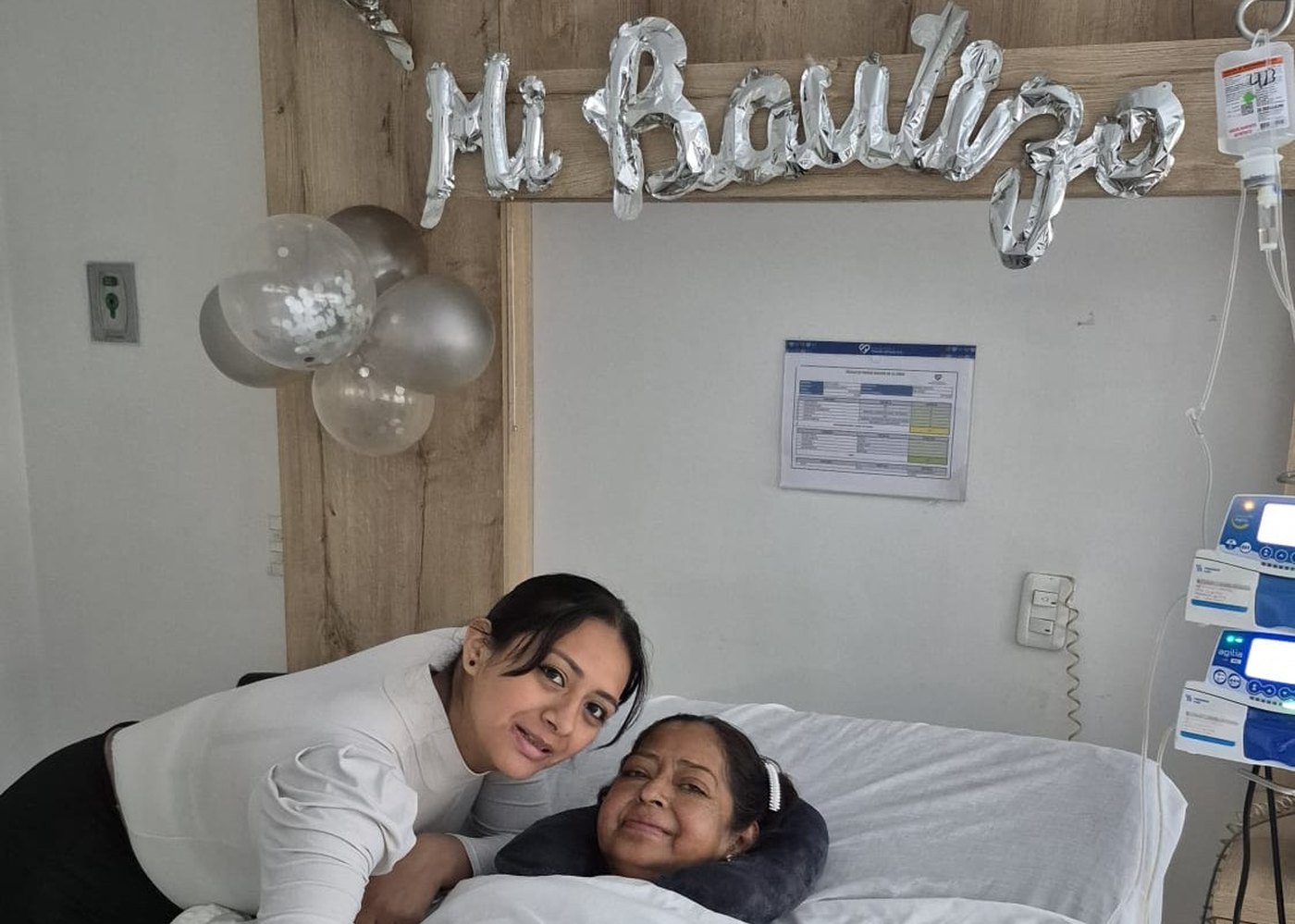 Cecilia Isabel Quillupangui el día de su bautizo en el hospital de Ambato