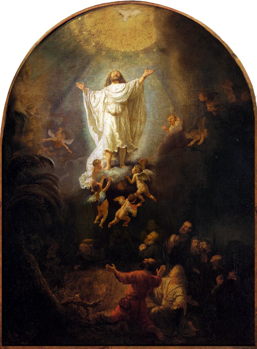 La ascensión de Cristo, pintura de Rembrandt
