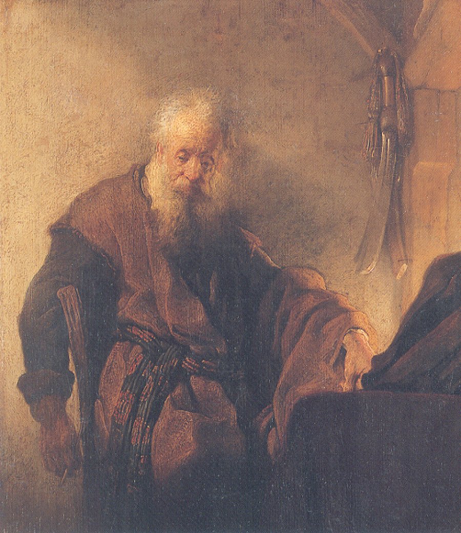 San Pablo en su escritorio, pintura de Rembrandt